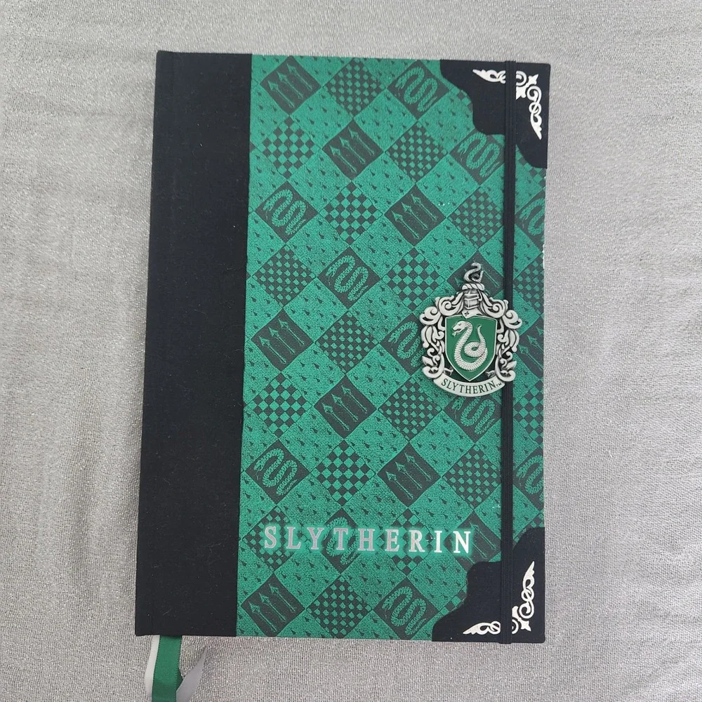 Harry Potter Slytherin House Journal Green Black Metallic Crest Lined Notebook